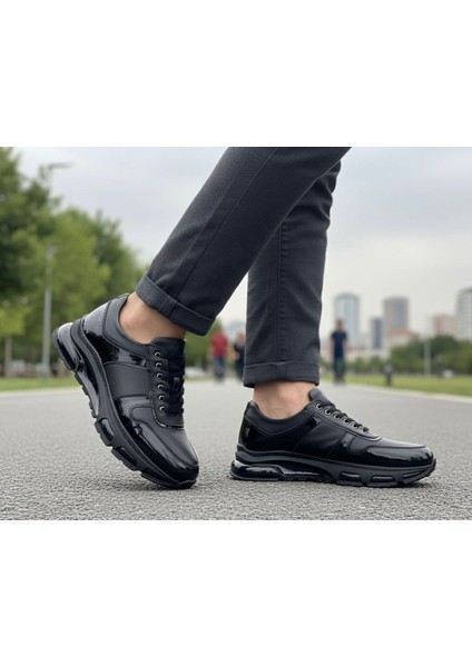 Erkek Günlük Mevsimlik Kışlık Hakiki Deri Siyah Ayakkabı Kaydırmaz Taban Ortopedik Bağcıklı