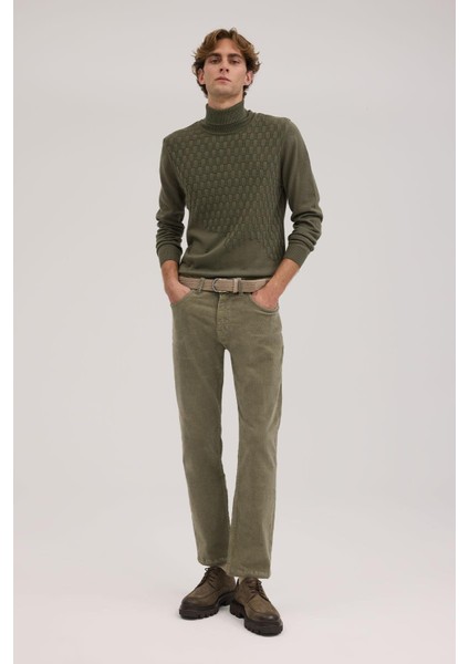 Yeşil Comfort Fit Kadife Spor Pantolon