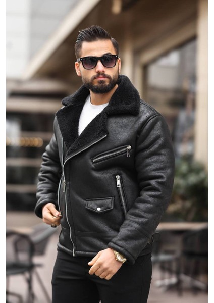 Erkek Biker Içi Kürüklü Ceket/mont