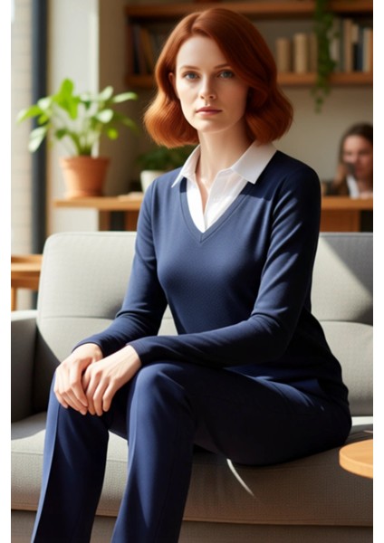 Kadın Bordo Polo Yaka Renk Bloklu Uzun Kollu Basic Siluet Smart Persona 100% Pamuk Kışlık Triko Üst fiyatları