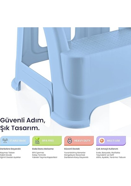 Life Merdivo 2 Basamaklı Büyük Boy Merdiven – Kaymaz Taban, Hafif ve Dayanıklı (Mavi) fırsatları