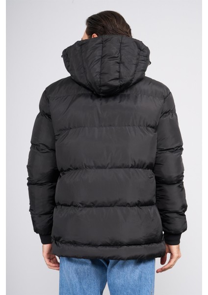 400 Siyah Erkek Kapüşonlu Astarlı Dolum Mont fırsatları