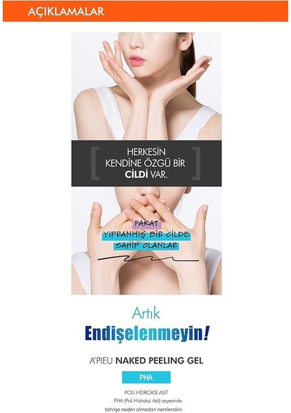 Pha Içeren Nemlendirici Peeling Jeli A'pıeu Naked Peeling Gel (Pha) fiyatları