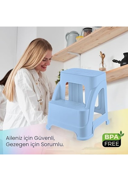Life Merdivo 2 Basamaklı Büyük Boy Merdiven – Kaymaz Taban, Hafif ve Dayanıklı (Mavi) indirimleri