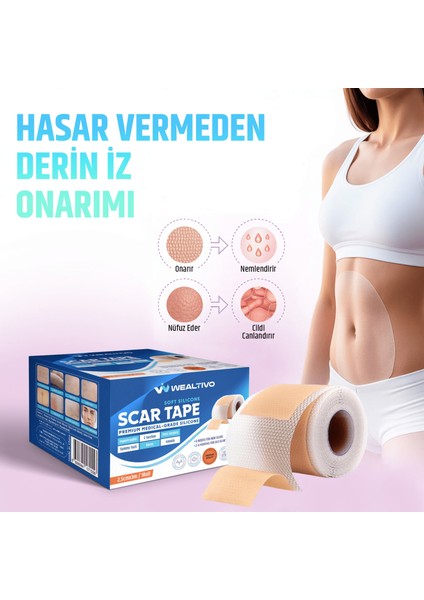 Premium Soft Silikon Yara Izi Bandı 2’li Set 3 M – 2,5 cm Genişlik, Ameliyat/sezaryen/skar fiyatları