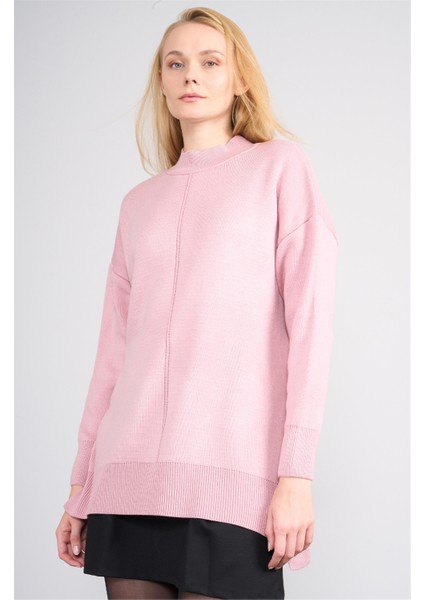 Çetinkaya Miya Mira Modest 8626 Kadın Dik Yaka Akrilik Yırtmaçlı Triko Kazak Pudra fiyatları
