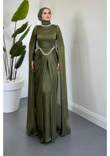 Maelis Beli ve Boynu Taşlı Abiye Haki fiyatları