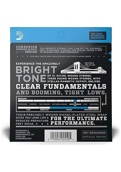 EXL170-6 Bas Gitar Tel Seti, 6 Telli, Xl, 32-130, Long Sca fiyatları