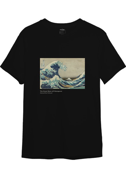 Kanagawa Oki Nami Ura Tişört - Siyah