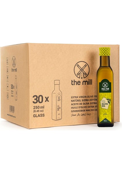The Mill Natürel Sızma Zeytinyağı 250 ml Cam Şişe (30'lu Paket) - Soğuk Sıkım - Yeni Hasat -%100 Doğal - Uluslararası Lezzet Enstitüsü Üstün 3 Yıldız Lezzet Ödülü - Salataya Uygun - Asitlik ≤%0,8 fiyatları