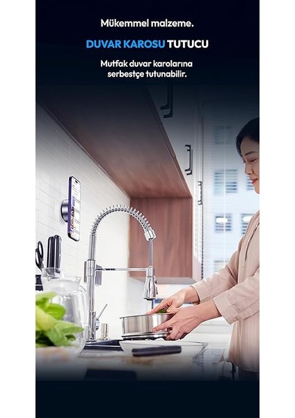 iPhone ve Manyetik Özellikli Telefonlar Için Elektrikli Vakumlu Çift Taraflı Çok Fonksiyonlu Akıllı Telefon Tutucu fırsatları