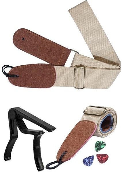 HG22C Krem Renk Gitar Omuz Askısı Metal Siyah Capo Pena Paketi fiyatları