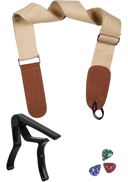 HG22C Krem Renk Gitar Omuz Askısı Metal Siyah Capo Pena Paketi modelleri