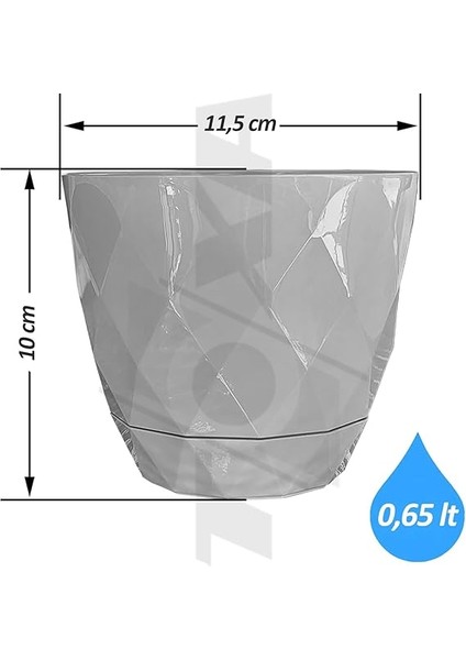 Yakamoz Prizma Saksı Seti 4 Adet Drenajlı Tabaklı Plastik Çiçek Saksısı Set (Renkli, 0.65 Lt) fiyatları