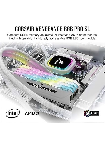 Vengeance Rgb Pro Sl 32GB (2X16GB) 3200MHZ CL16 1.35V Ddr4 Ram, Beyaz (CMH32GX4M2E3200C16W) fiyatları
