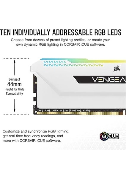 Vengeance Rgb Pro Sl 32GB (2X16GB) 3200MHZ CL16 1.35V Ddr4 Ram, Beyaz (CMH32GX4M2E3200C16W) modelleri