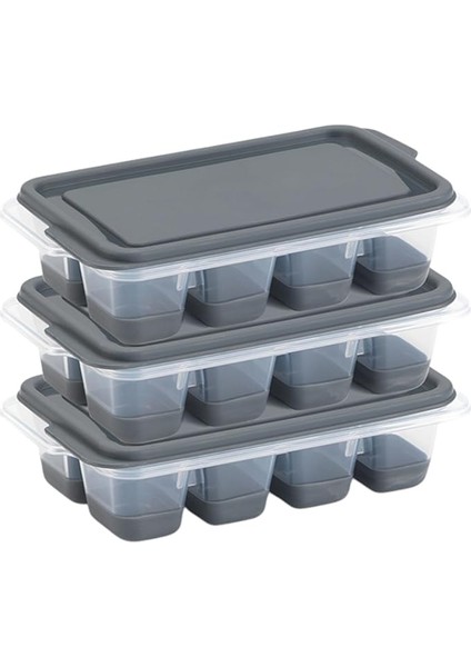 Mini Kapaklı Silikon Buzluk - Kolay Çıkarım, Güvenli Istifleme, Kompakt Tasarım, Kırılmaz, Gıdayla Uyumlu, Üst Üste Dizilebilir Pratik Buz Haznesi (Antrasit)