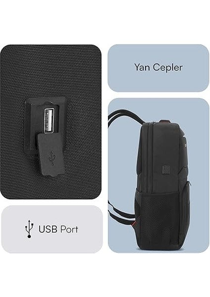 Business x MCC-805 15.6 Inç Laptop Sırt Çantası, Mackbook Sırt Çantası, USB Şarj Portlu Bilgisayar ve Notebook Çantası, Kadın Erkek Bilgisayar Iş Çantası, Üniversite Okul Çantası, Siyah indirimleri
