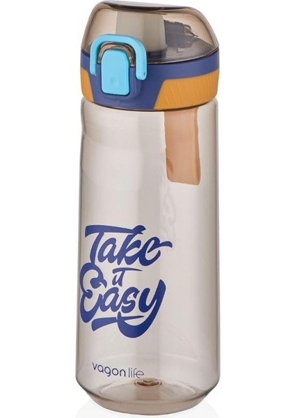 660ML Desenli Rahat Içim Polikarbon Matara (Mavi-Sarı)