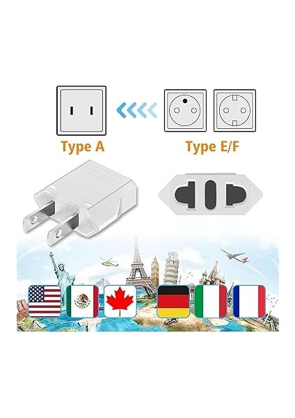 Adet Abd Adaptörü, Ab Avrupa Fransa'dan Abd/amerika/abd/çin/japonya/kanada/meksika Beyaz, Tip A Adaptör fırsatları