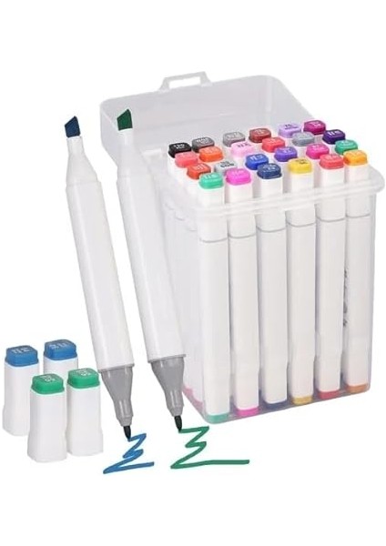 Home Çift Taraflı Marker Kalem Seti, Profesyonel Kutulu Keçeli Kalem Seti, Çeşitli Renklerde Boya Markerlar, Sanatçılar ve Tasarımcılar Için Ideal (24 Parça) modelleri