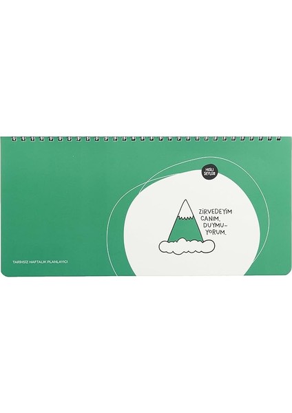 Color Hisli Şeyler 13X27 Spiralli, Stickerlı Haftalık Planner - Zirvedeyim Canım Duymuyorum, Yeşil