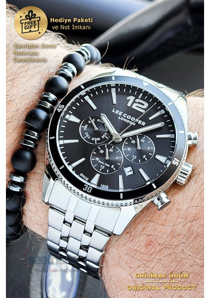 Fonksiyonları Aktif Orijinal Siyah Gümüş Beyaz Takvimli Erkek Kol Saati