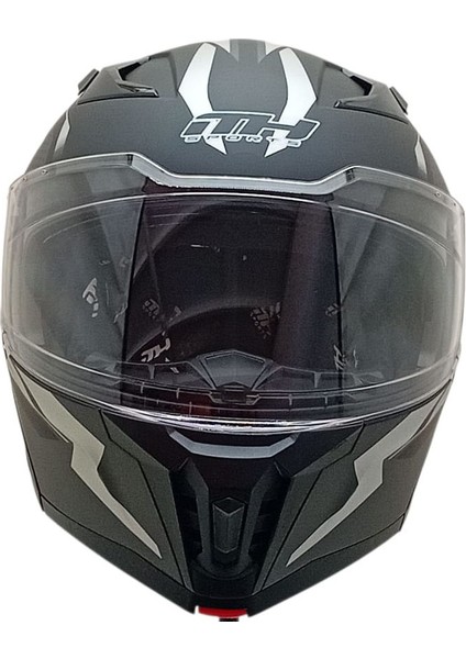 935 Çene Açılır Mat Siyah Gri Kask