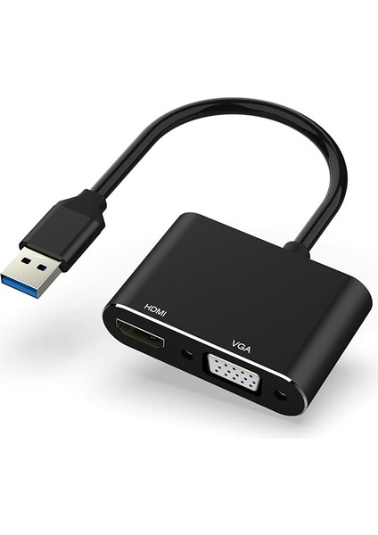 USB - HDMI VGA Adaptörü, 1080P USB 3.0/2.0 - HDMI VGA Dönüştürücü, USB Erkek - HDMI VGA Dişi Windows Xp/7/8/8.1/10/11, Mac, Android Cihazlar ile Uyumlu