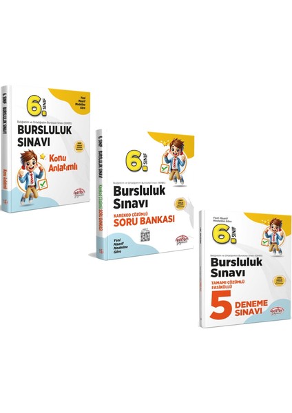 6. Sınıf Bursluluk Sınavı Konu Soru Bankası ve Deneme Seti 3 Kitap