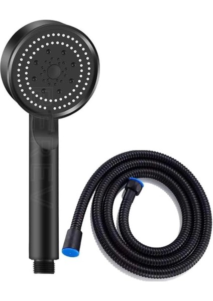 5 Fonksiyonlu Yüksek Basınçlı Duş Hortum, Siyah Duş Seti, 150 cm