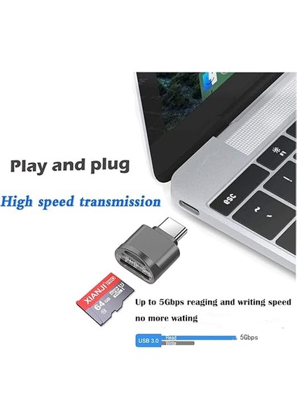USB C Micro Sd Kart Okuyucu, Tip C Adaptörlü, Otg Sdxc Sdhc Uyumlu, Samsung, Macbook, C Tipi Akıllı Telefonlar ve Tabletler Için (Koyu Gri) fırsatları