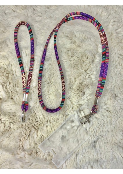 Lavanta Moru Otantik Kart-Telefon Boyun Askısı ve Anahtalık Set