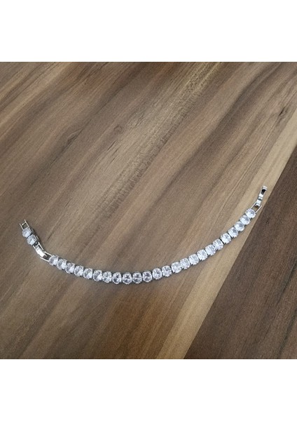 Xupıng Şeffaf Zirkon Taşlı Uzatmalı Metal Kısımlar Gümüş Renk 20 cm Uzunluğunda 5 Mm. Genişliginde Xupıng Bileklik