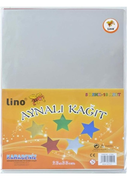 Aynali Metalik Karton 5 Renk 10'lu 23 x 33 cm