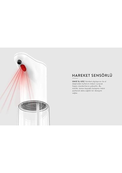 Sabunluk Otomatik Sensörlü Kremlik Şampuanlık Pilli Hareket Sensörlü Fotoselli Otomatik 300ML Beyaz SL-U02 fiyatları
