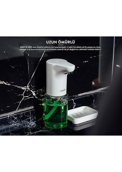Sabunluk Otomatik Sensörlü Kremlik Şampuanlık Pilli Hareket Sensörlü Fotoselli Otomatik 300ML Beyaz SL-U02 modelleri