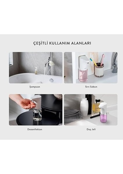 Sabunluk Otomatik Sensörlü Kremlik Şampuanlık Pilli Hareket Sensörlü Fotoselli Otomatik 300ML Beyaz SL-U02 fırsatları