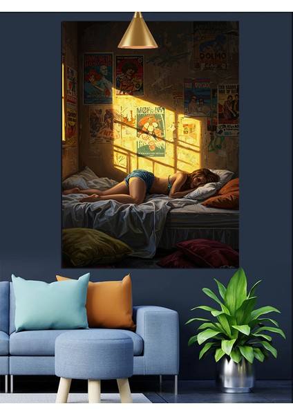 Pencereden Içeri Süzülen Sabah Işıkları Dekoratif Kanvas - Mdf Ahşap Tablo