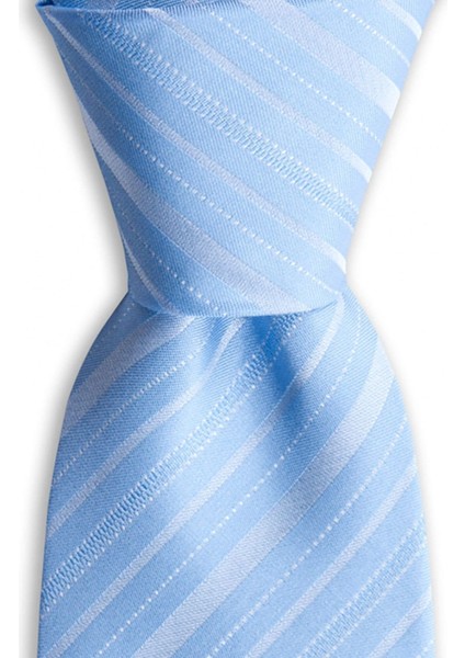 Açık Mavi Çizgili 8 cm Genişliğinde Ipek Kravat fiyatları