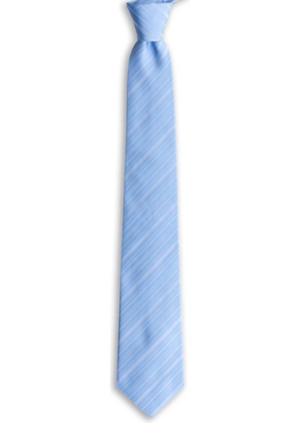 Açık Mavi Çizgili 8 cm Genişliğinde Ipek Kravat indirimleri