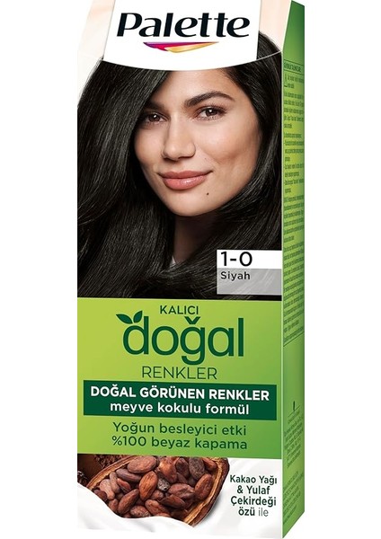 Kalıcı Doğal Renkler 1-0 Siyah Kakao Yağı & Yulaf Çekirdeği Özlü Saç Boyası