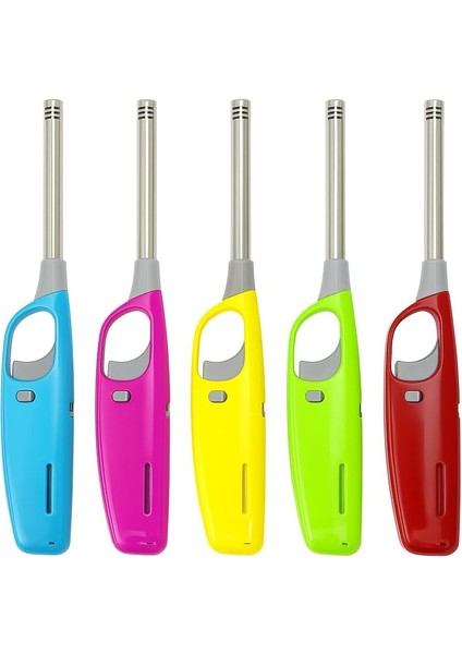 Uzun Gazlı Çakmak – Renkli, Kilitli, Ayarlanabilir Alevli, Yeniden Doldurulabilir, Mum, Ocak, Şömine, Mangal Için