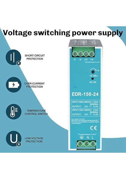 Dın Ray Üzerinden 24 V 150 W - 150 W-24 V Güç Kaynağı, Dc Çıkış Voltaj Regülatörü (Ac-Dc), Güç Kaynağı 100V-240V indirimleri