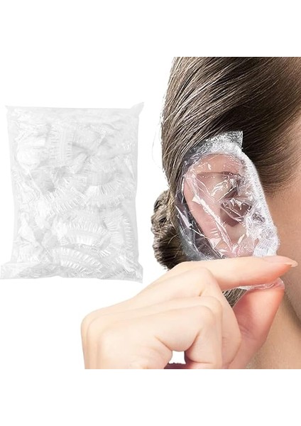 100 Adet. Şeffaf Kulak Koruyucular - Saç Boyası, Duş, Banyo, Ev ve Saç Salonu Için Su Geçirmez Plastik Kulak Koruyucuları