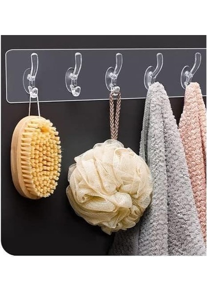 Şeffaf Yapışkanlı Duvar Askısı – 5’li Set, Deliksiz Montaj, Suya Dayanıklı, Şık ve Güçlü Tutucu Kanca fırsatları