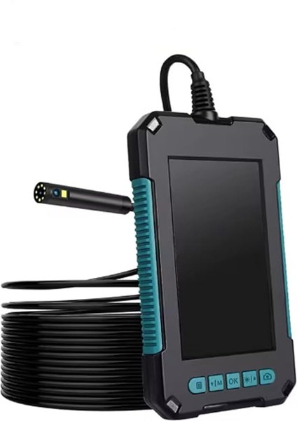 Çift Kameralı 10 mt Hafıza Kart Destekli Sert Kablo Yılan Endoskop Kamera 5.5 mm 4.3 Inc