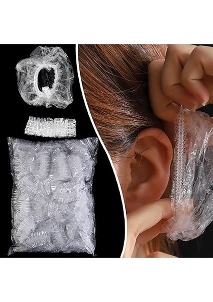 100 Adet. Şeffaf Kulak Koruyucular - Saç Boyası, Duş, Banyo, Ev ve Saç Salonu Için Su Geçirmez Plastik Kulak Koruyucuları modelleri