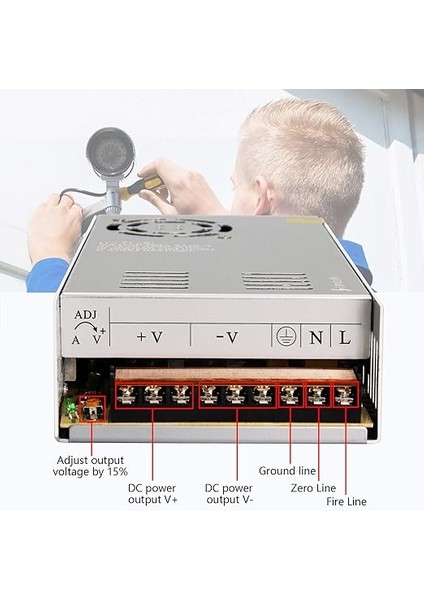 24 V 15 A Dc Evrensel Ayarlı Anahtarlama Güç Kaynağı 360 W Isı Kontrollü Fan ile Monte Cctv, Radyo, Bilgisayar Projesi, 3D Yazıcı, LED Sürücü Için fiyatları