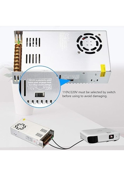 24 V 15 A Dc Evrensel Ayarlı Anahtarlama Güç Kaynağı 360 W Isı Kontrollü Fan ile Monte Cctv, Radyo, Bilgisayar Projesi, 3D Yazıcı, LED Sürücü Için fırsatları